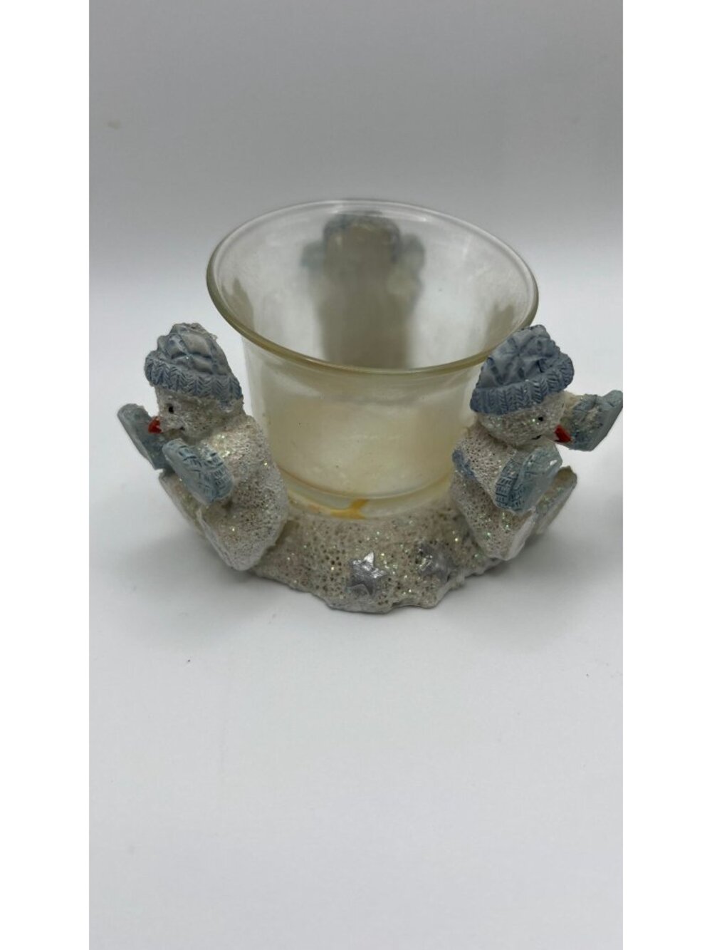 Snowman Votive Candle Holders Set Of 2 Holiday Winter Decor - Picture 2 of 5